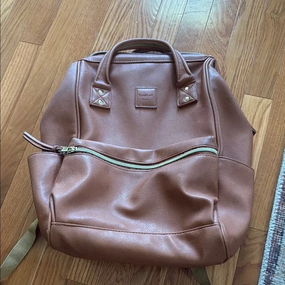 Kah&kee Brown Leather Backpack/diaper bag - Picture 1 of 7